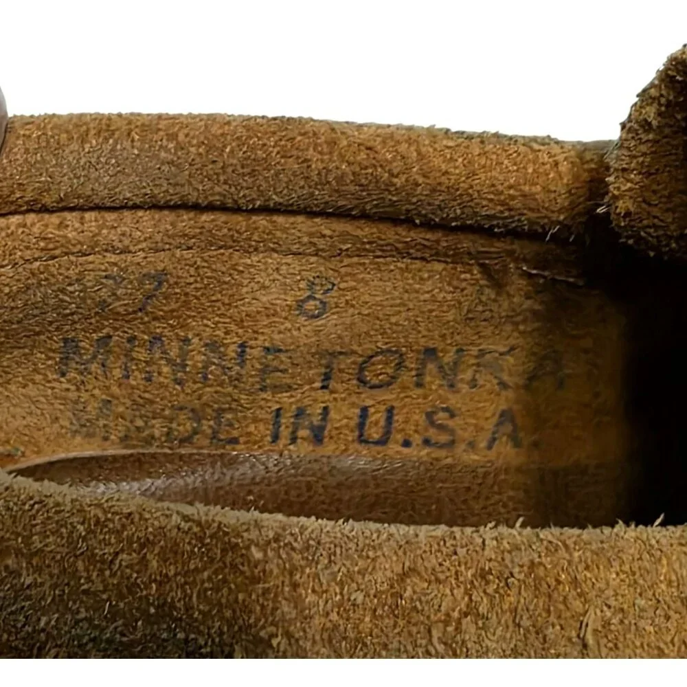 VTG Minnetonka Suede Moccasins Slippers Shoes Small Kids 8 Indian Costume Mocs